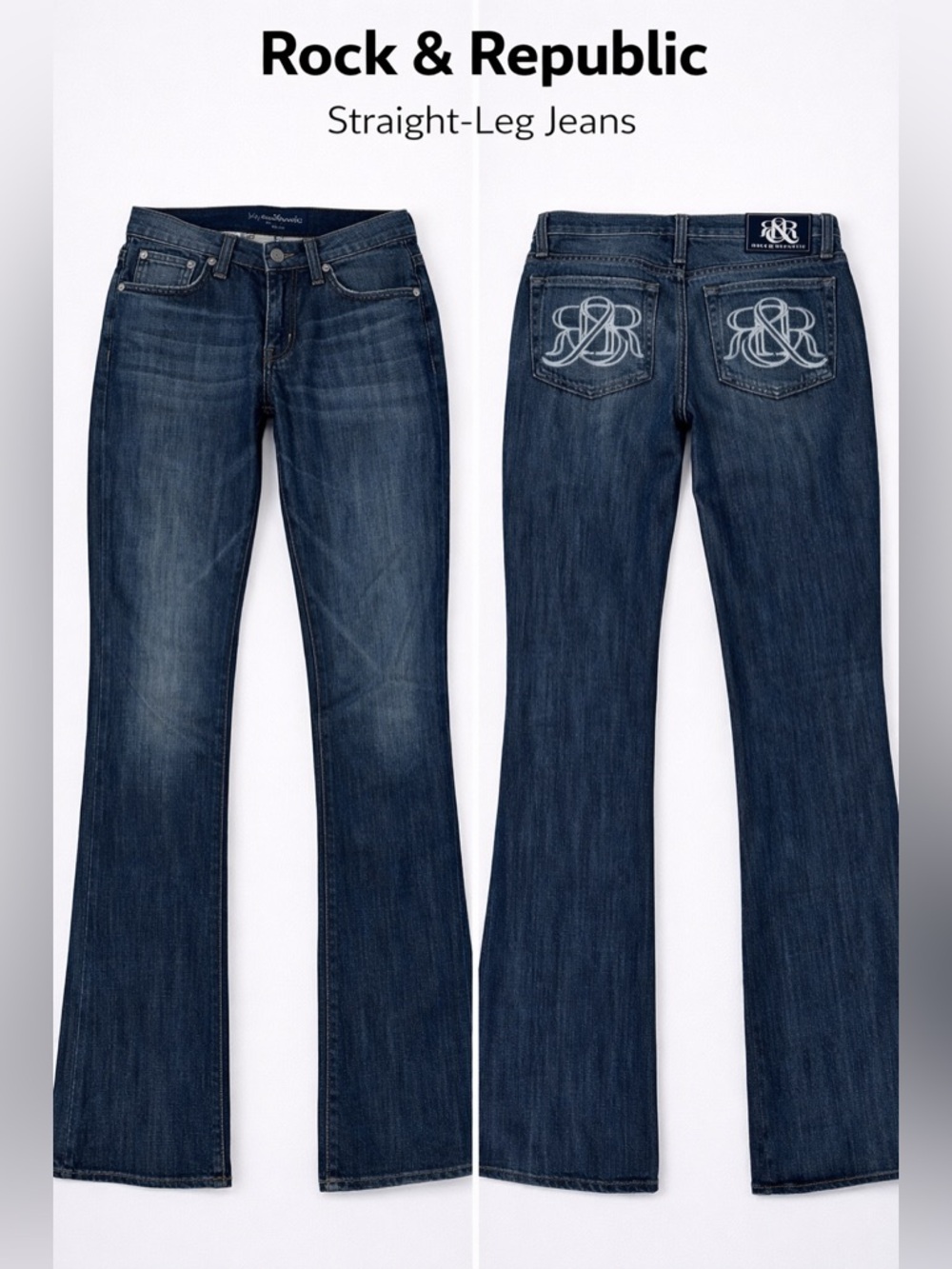 Rock & Republic Women's Straight-Leg Jeans in Dark Indigo Wash